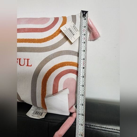 Lot of two Nwt Boho Grateful Rainbow Pillow with tassels, Size 12" x 12" - Picture 7 of 7